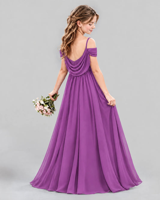 Purple A-line Junior Bridesmaid Dress Back [Shared]
