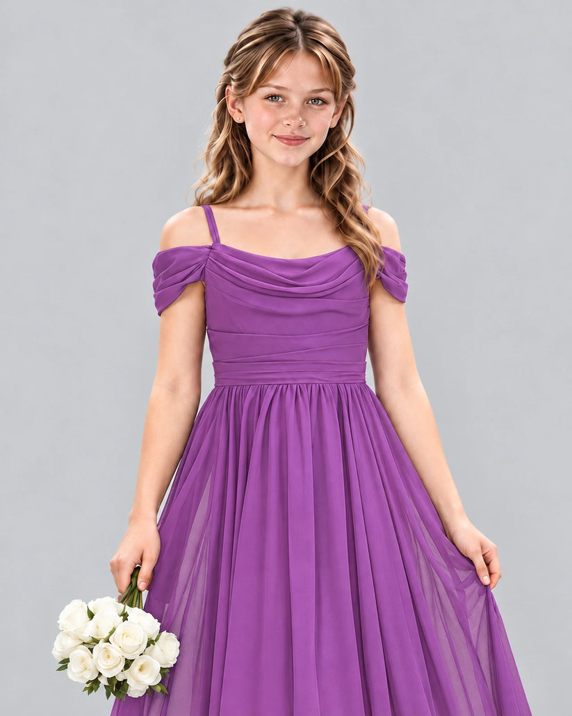 Purple A-line Junior Bridesmaid Dress Detail [Shared]