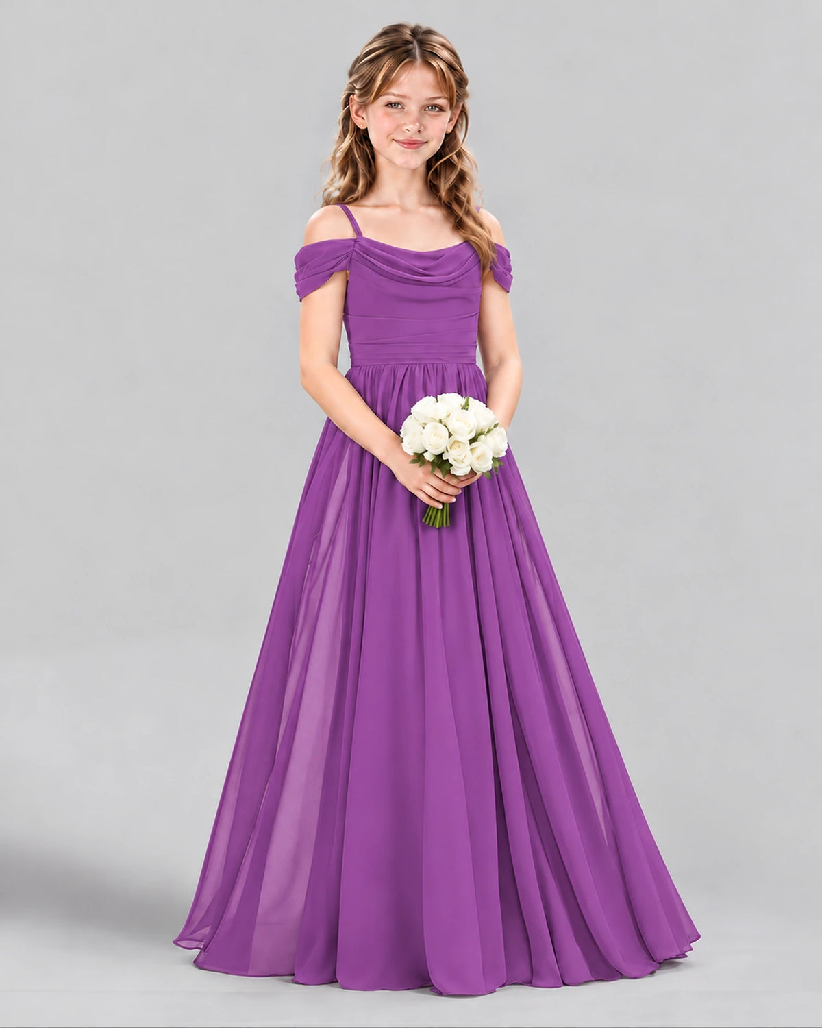 Purple A-line Junior Bridesmaid Dress Side [Shared]