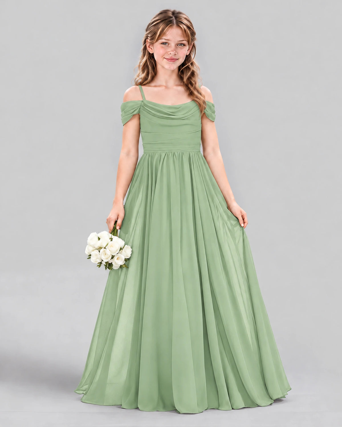 Sage Green A-line Junior Bridesmaid Dress Front