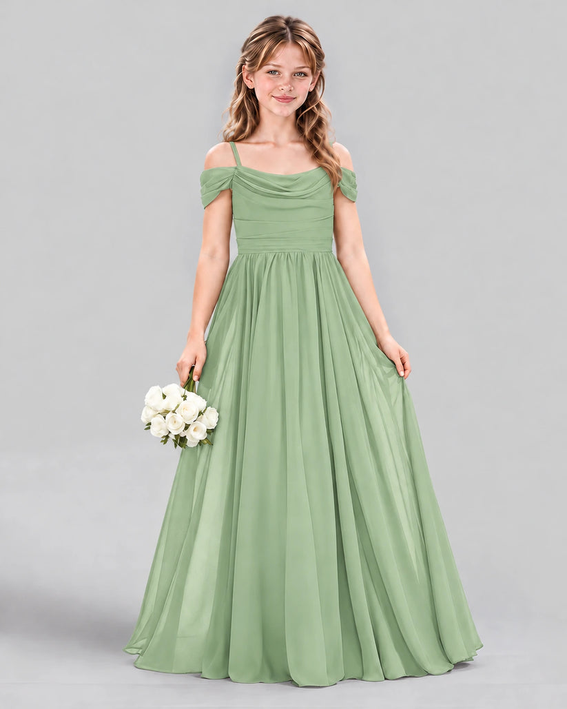Sage Green A-line Junior Bridesmaid Dress Front