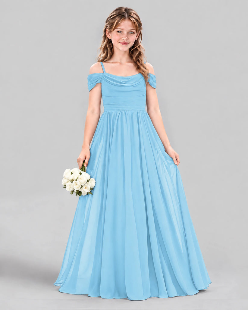 Sky Blue A-line Junior Bridesmaid Dress Front