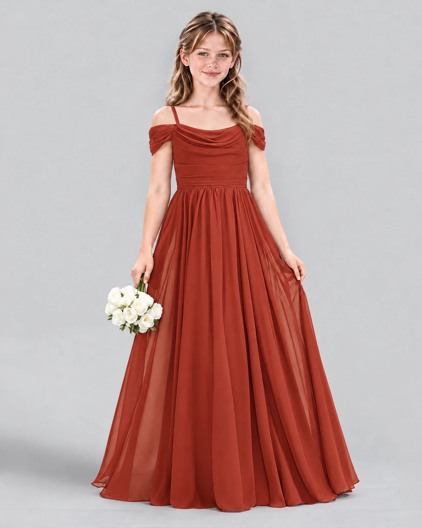Vermilion A-line Junior Bridesmaid Dress Front