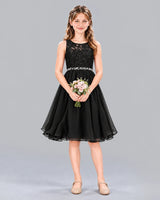 Black A-line Girls Formal Dress Front