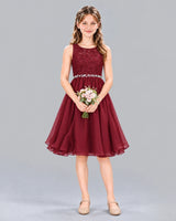 Burgundy A-line Girls Formal Dress Front
