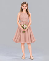 Dusty Rose A-line Girls Formal Dress Front