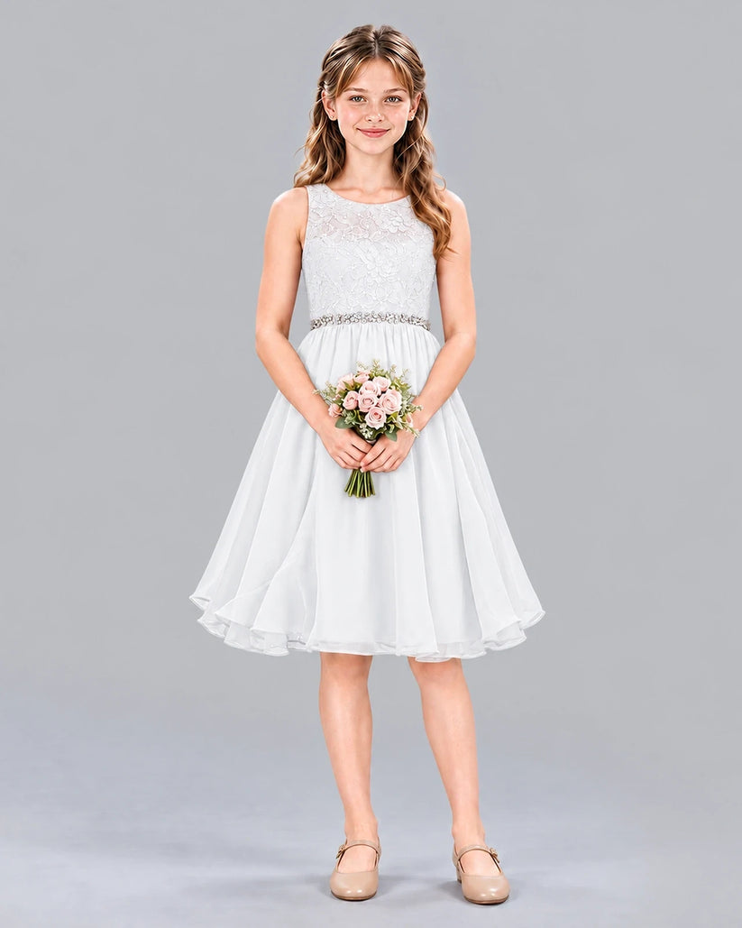 Ivory A-line Girls Formal Dress Front