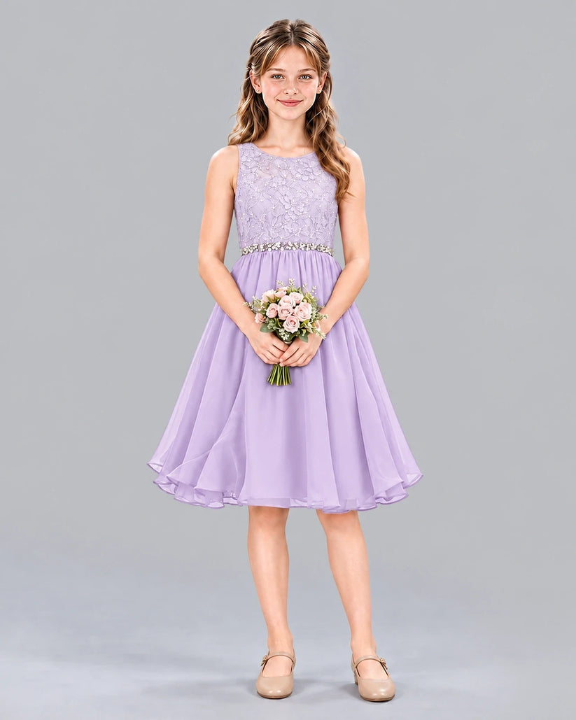 Lilac A-line Girls Formal Dress Front