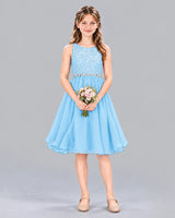 Sky Blue A-line Girls Formal Dress Front