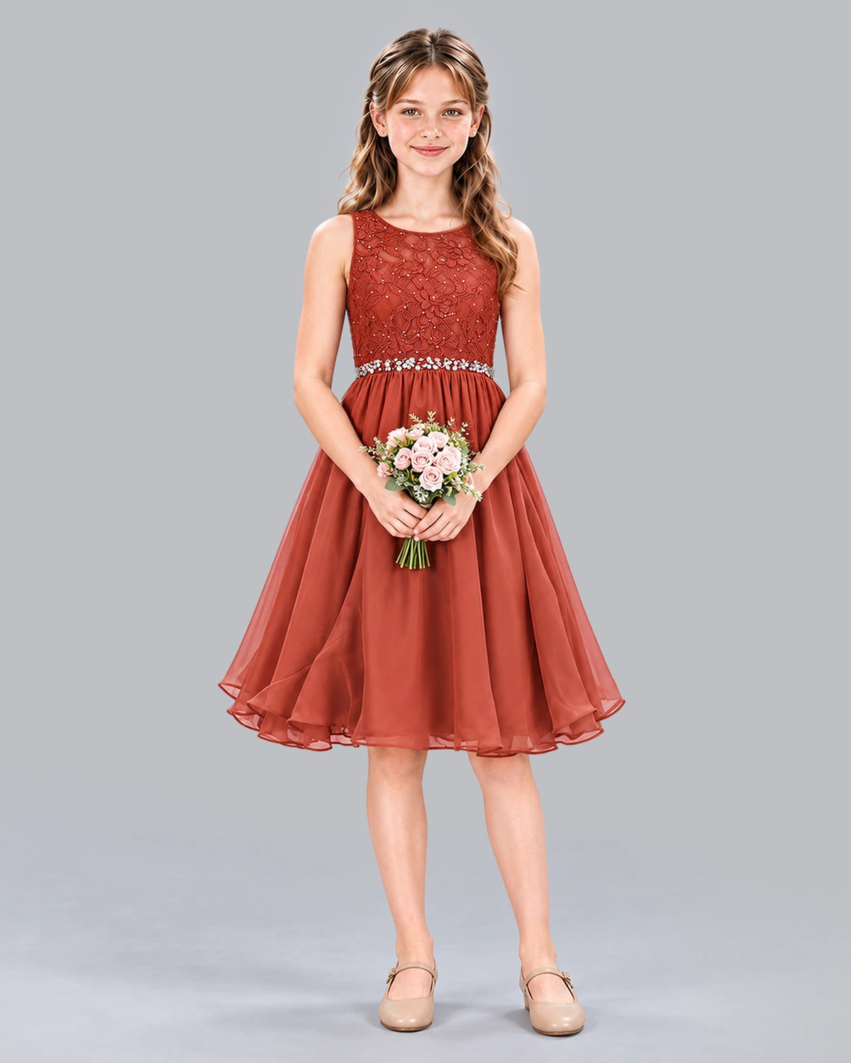Vermilion A-line Girls Formal Dress Front