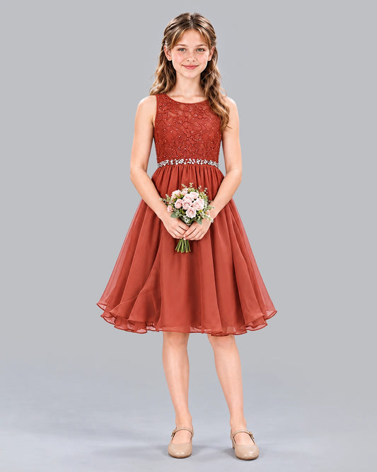 Vermilion A-line Girls Formal Dress Front