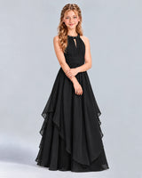 Black A-line Junior Bridesmaid Dress Front