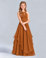 Burnt Orange A-line Junior Bridesmaid Dress Front