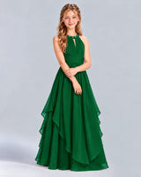Dark Green A-line Junior Bridesmaid Dress Front