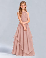 Dusty Rose A-line Junior Bridesmaid Dress Front