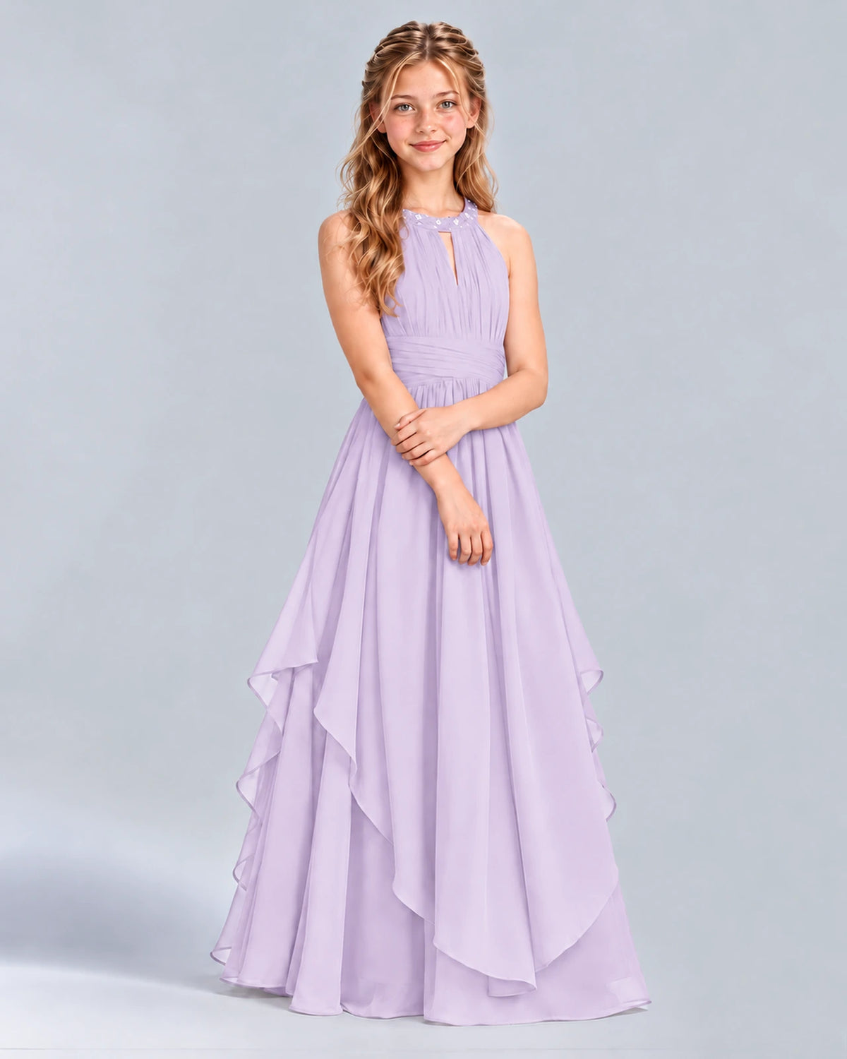 Lavender A-line Junior Bridesmaid Dress Front