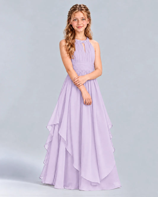 Lavender A-line Junior Bridesmaid Dress Front