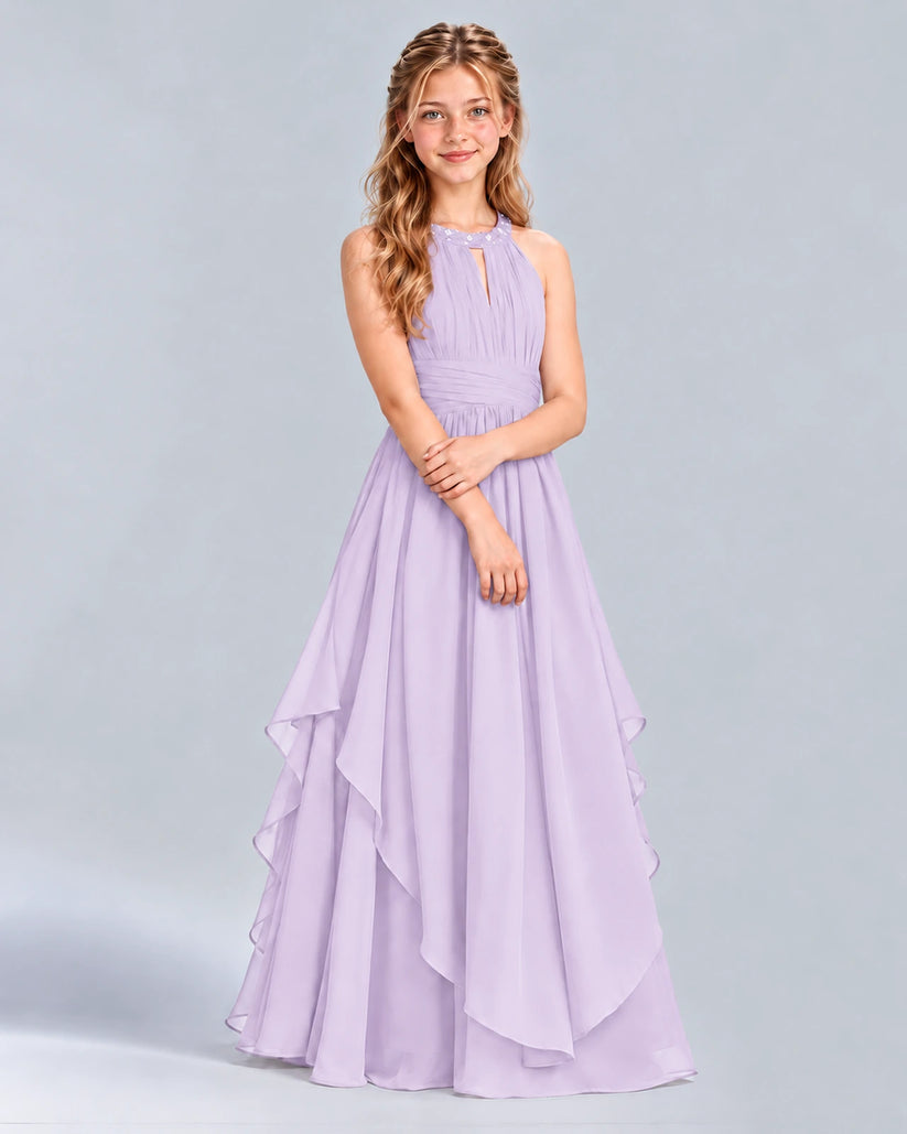 Lavender A-line Junior Bridesmaid Dress Front