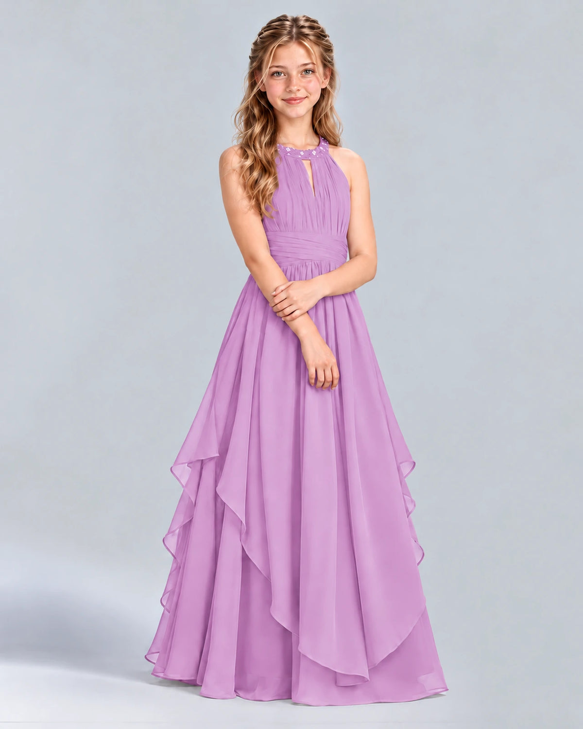 Lilac A-line Junior Bridesmaid Dress Front