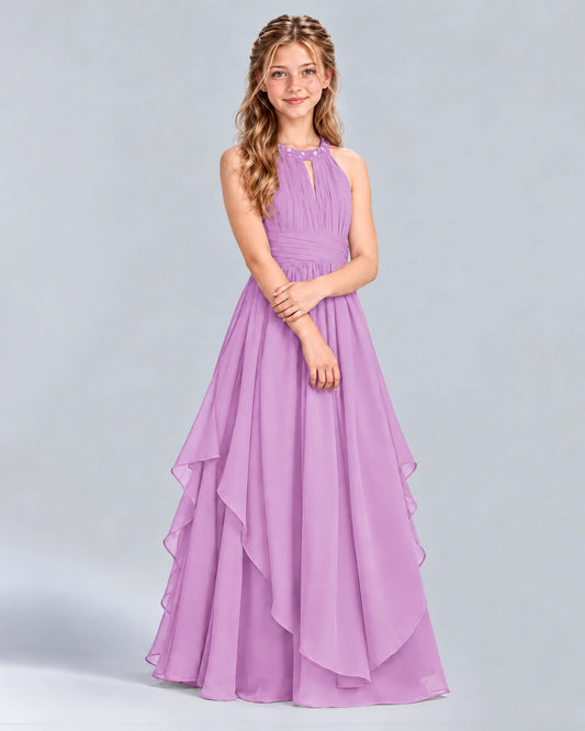 Lilac A-line Junior Bridesmaid Dress Front