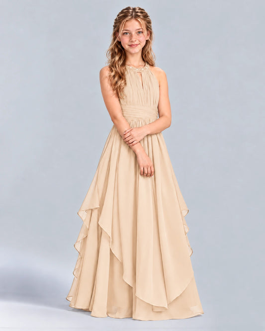 Peach A-line Junior Bridesmaid Dress Front