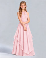Pink A-line Junior Bridesmaid Dress Front