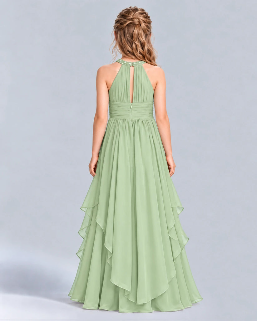 Sage Green A-line Junior Bridesmaid Dress Back [Shared]