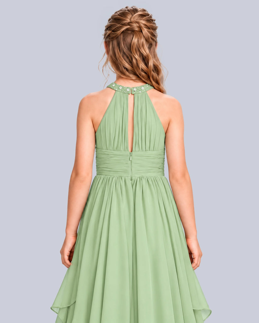 Sage Green A-line Junior Bridesmaid Dress Back_Detail [Shared]