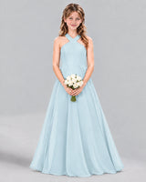 Baby Blue A-line Junior Bridesmaid Dress Front