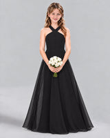 Black A-line Junior Bridesmaid Dress Front