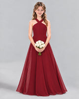 Burgundy A-line Junior Bridesmaid Dress Front