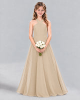 Champagne A-line Junior Bridesmaid Dress Front