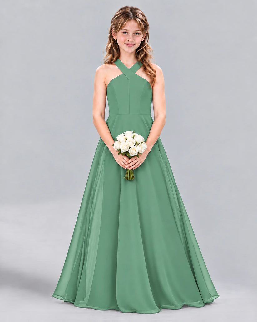 Eucalyptus A-line Junior Bridesmaid Dress Front