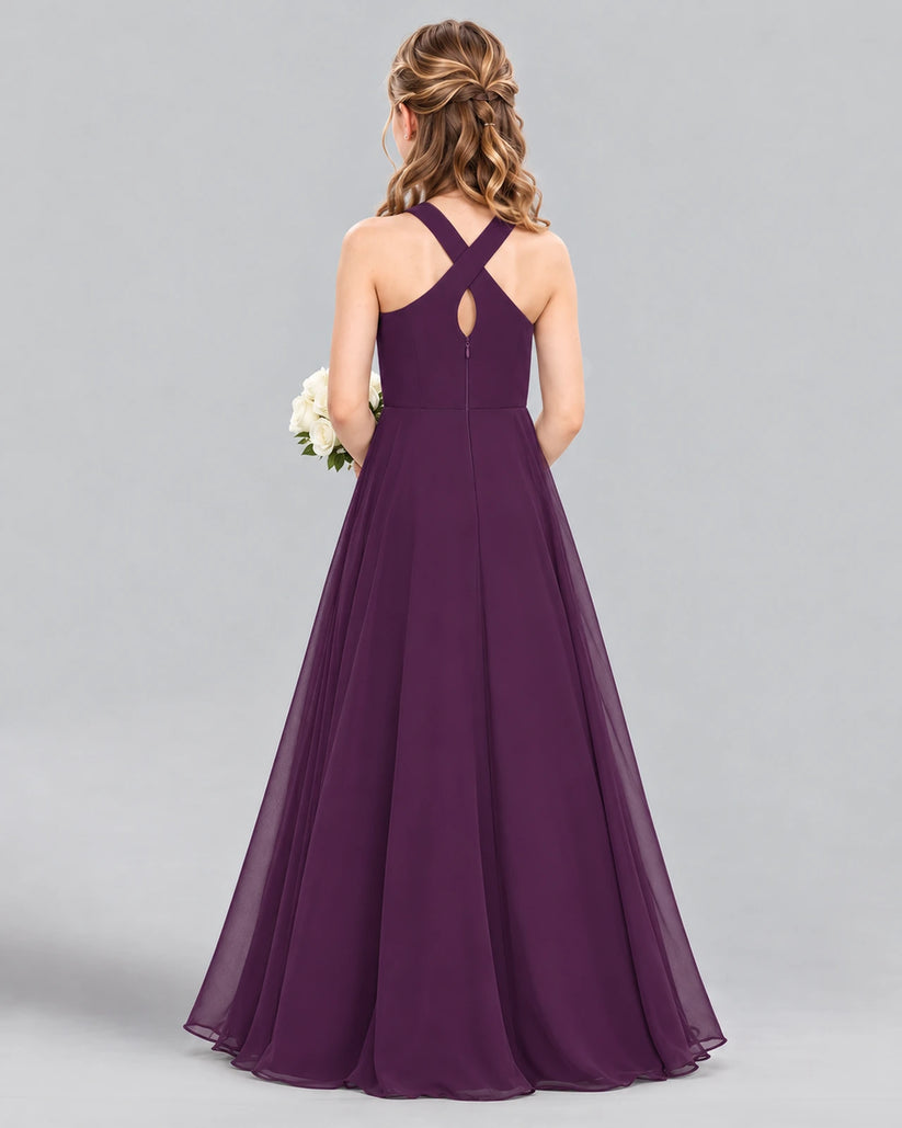 Grape A-line Junior Bridesmaid Dress Back [Shared]