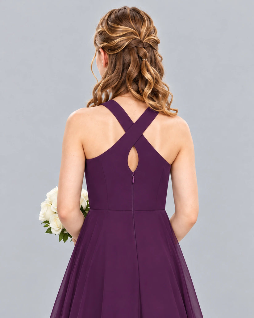 Grape A-line Junior Bridesmaid Dress Back_Detail [Shared]