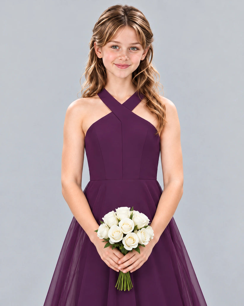 Grape A-line Junior Bridesmaid Dress Detail [Shared]