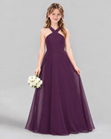 Grape A-line Junior Bridesmaid Dress Pose [Shared]