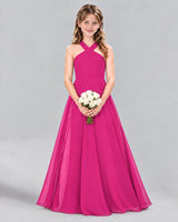 Hot Pink A-line Junior Bridesmaid Dress Front