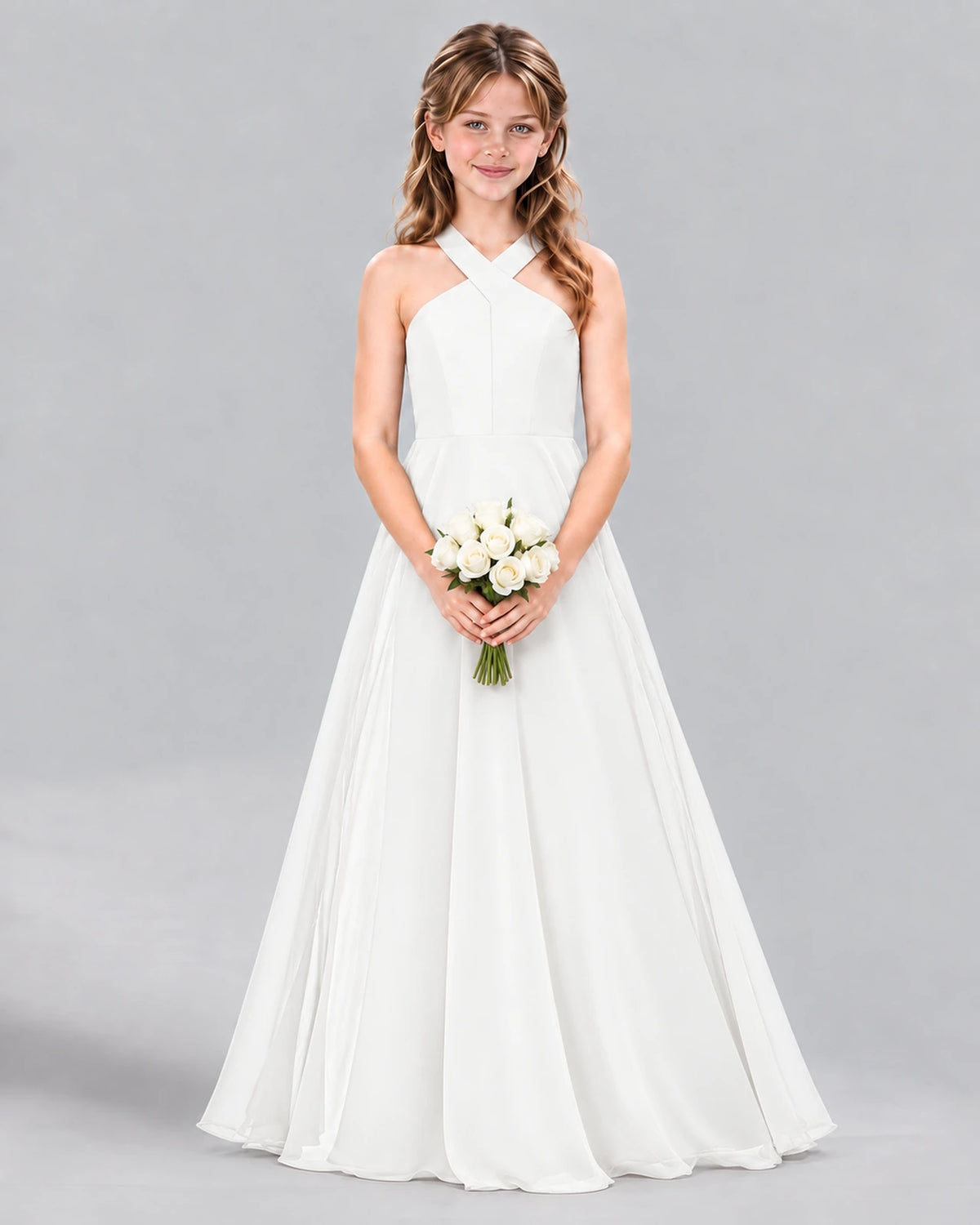Ivory A-line Junior Bridesmaid Dress Front