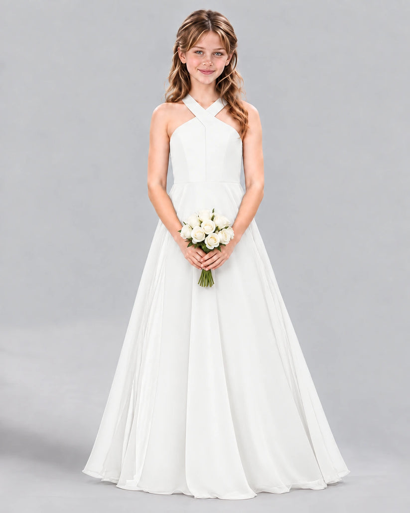 Ivory A-line Junior Bridesmaid Dress Front