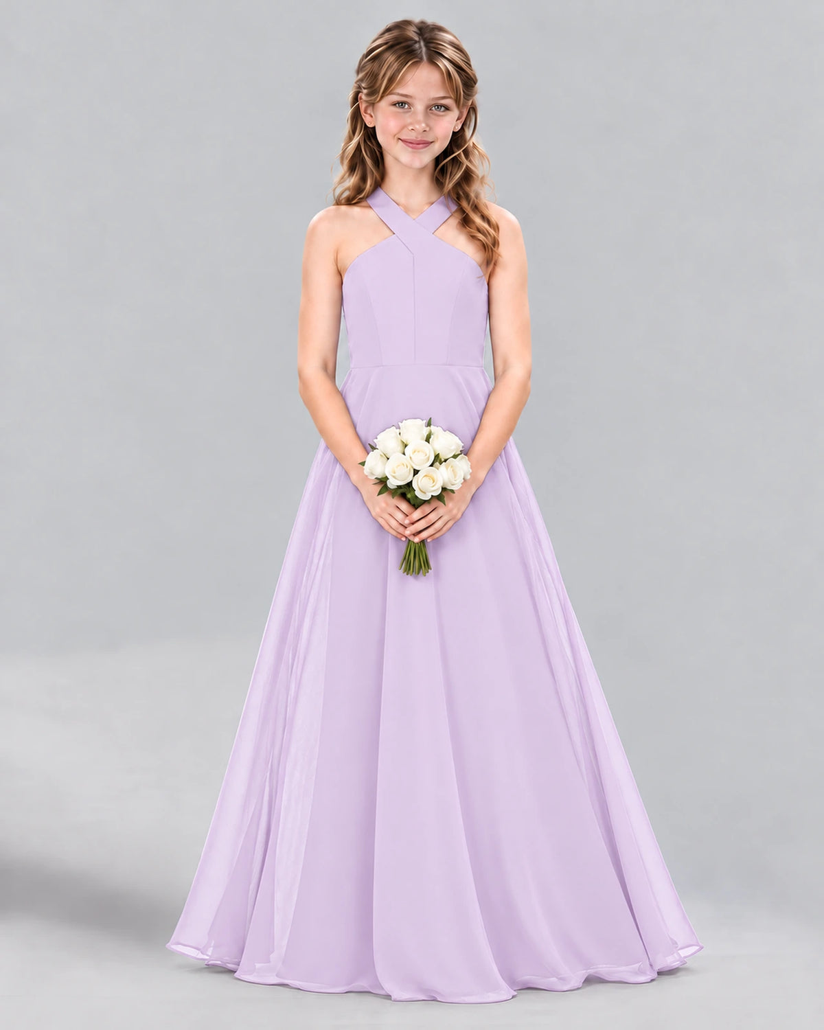 Lavender A-line Junior Bridesmaid Dress Front