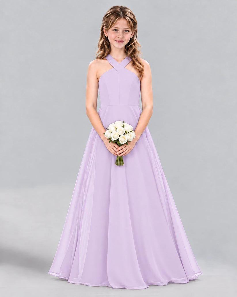 Lavender A-line Junior Bridesmaid Dress Front