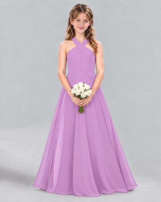 Lilac A-line Junior Bridesmaid Dress Front