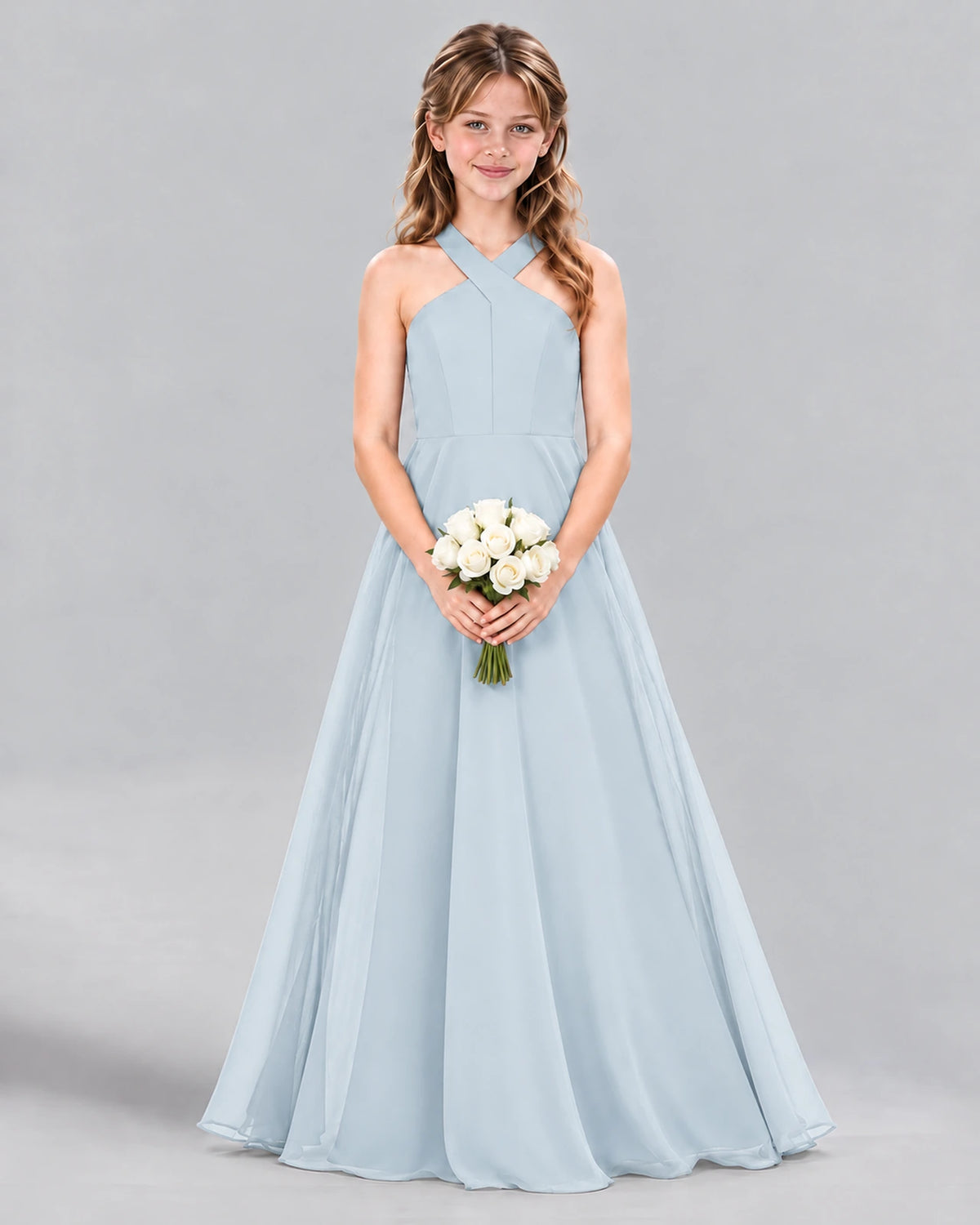 Mist A-line Junior Bridesmaid Dress Front