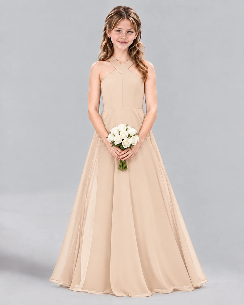 Peach A-line Junior Bridesmaid Dress Front