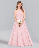 Pink A-line Junior Bridesmaid Dress Front