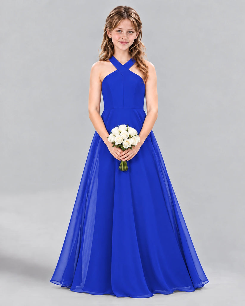 Royal Blue A-line Junior Bridesmaid Dress Front