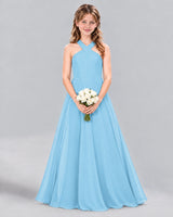 Sky Blue A-line Junior Bridesmaid Dress Front