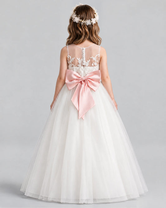 Pink Ball Gown Flower Girl Dress Back [Shared]