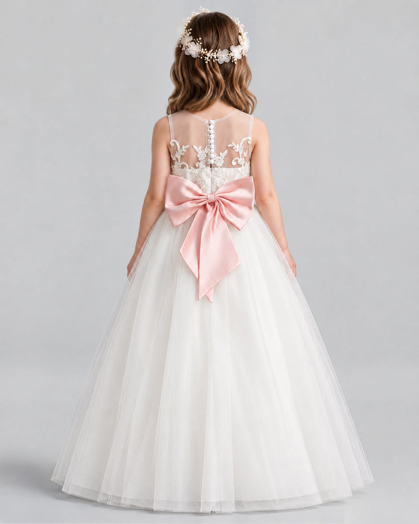 Pink Ball Gown Flower Girl Dress Back [Shared]
